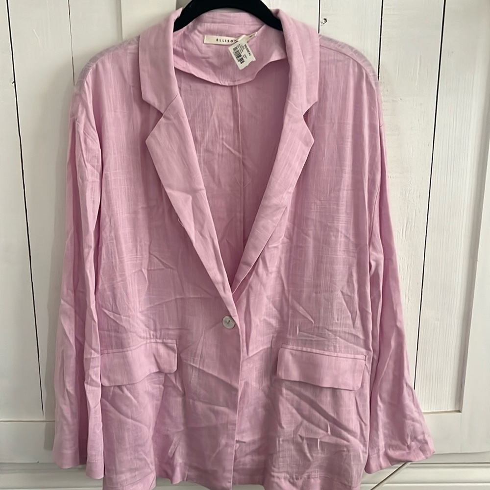 NWT tags light pink linen blazer size L